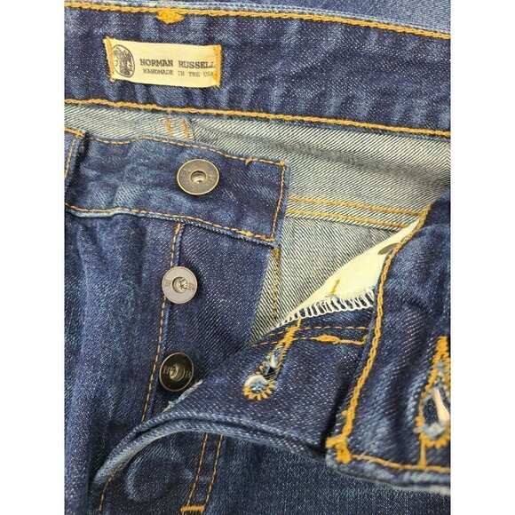 New Norman Russell Selvage Denim Jeans Mens 29x34 Boot Cut Blue Pants Wash #2 - Picture 6 of 8